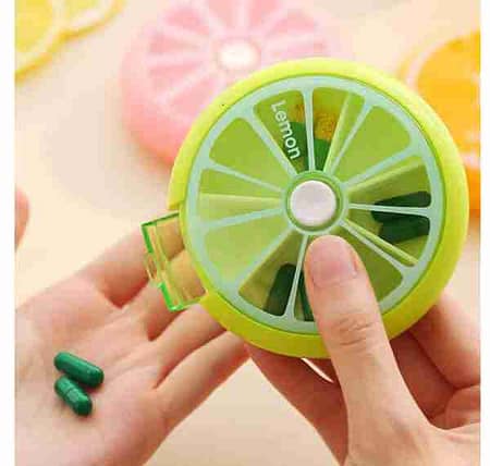 Portable Compartment - Citrus One week Pill Box