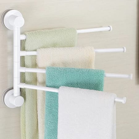 Four Arm Rotatable Towel Rack Waterproof Bathroom Kitchen Wall Mounted Towel Hanger Plastic Suction Cup Towel Rack 1
