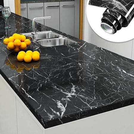 Self Adhesive Wallpaper Marble Stickers Waterproof Heat Resistant Kitchen Countertops Furniture Table Cupboard Wall Paper Black White Marble Sheet 60 200cm 1