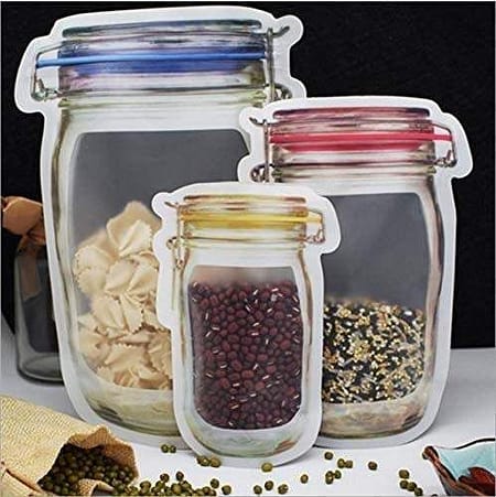 Jar Shape Zip Lock Bags - 3piece Set