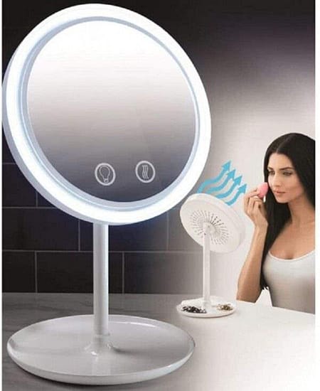 Makeup Mirror With Led Light Vanity Mirror 5x Mirror Built in Fan Led Light 1