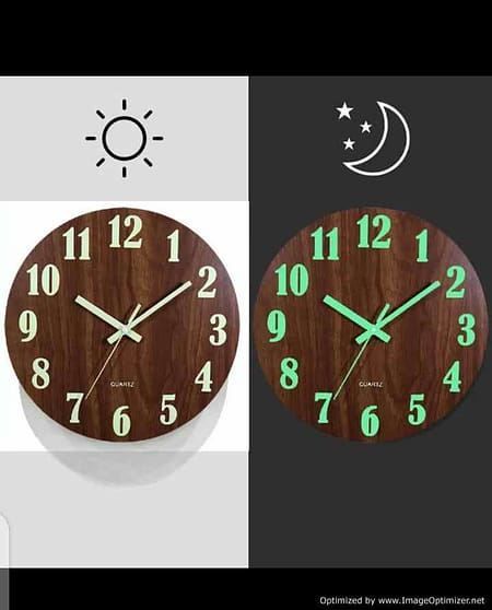 luminous clock 12 inch wooden 01