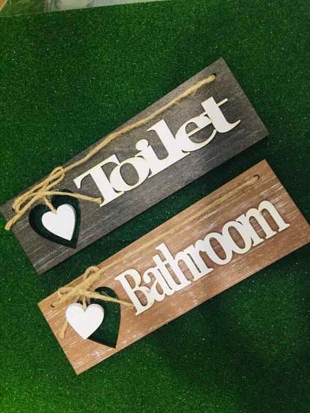 Pack Of 2 Luxury Wooden Boards Toilet Wood Decor Sign Wall Hanging Sign Bathroom Wall Art Sign 1 1